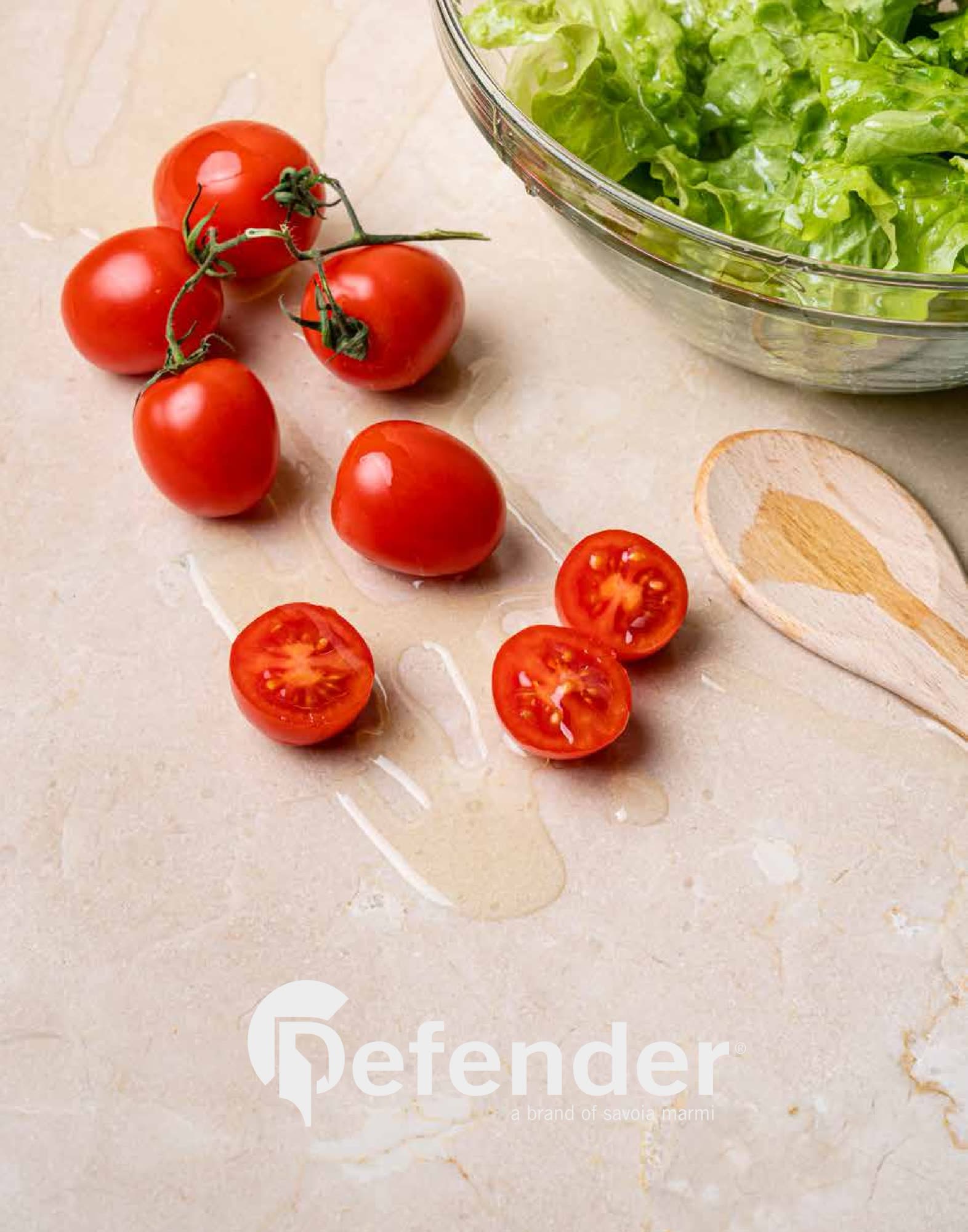 Verdure lavorate direttamente su una lastra trattata Defender